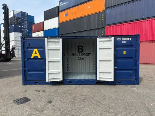 20-Fuß-Container mit offener Seite und Auffangwanne