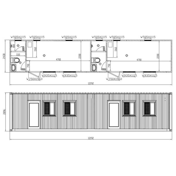 Modifizierte 40-Fuß-Container für Airbnb, Büros und Wohnlösungen