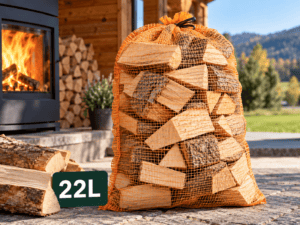 firewood 22-Liter Brennholznetz – Kaminholz, Anzündholz & Grillholz